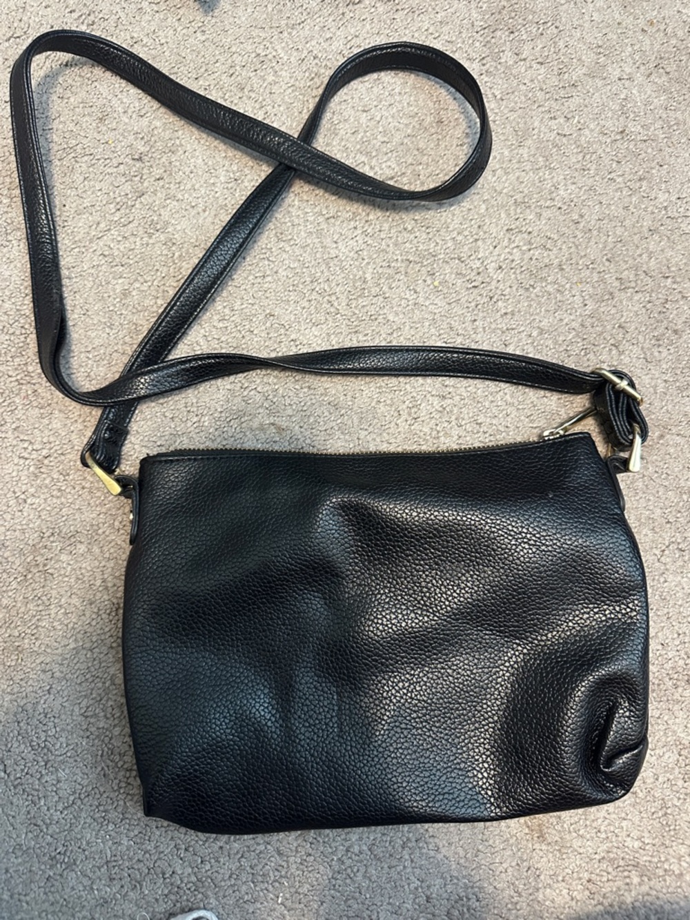 a new day Black Pebbled Crossbody with Gold Accents